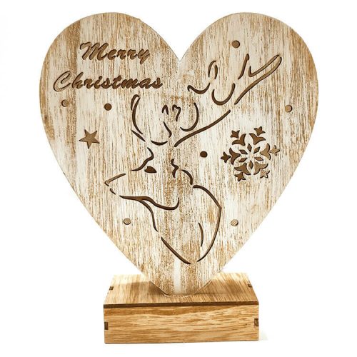 Karácsonyi dekoráció LED világítással (szív szarvassal)  -  vásároljon online minőségi fajátékokat