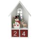 Dekorációs figura, adventi naptár (fehér házikóban hóember, piros számkockákkal)  -  vásároljon online minőségi fajátékokat