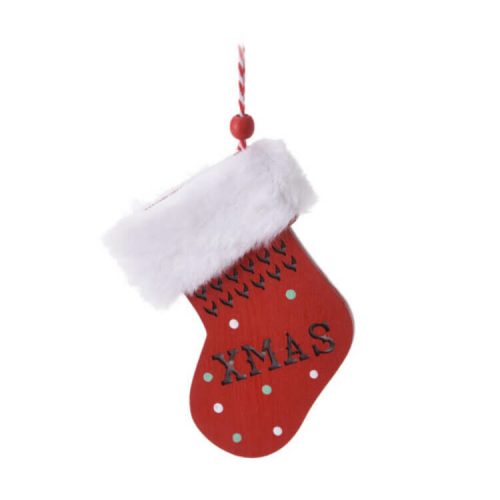 Karácsonyi dekorációs figura, piros (csizma XMAS felirattal)  -  vásároljon online minőségi fajátékokat