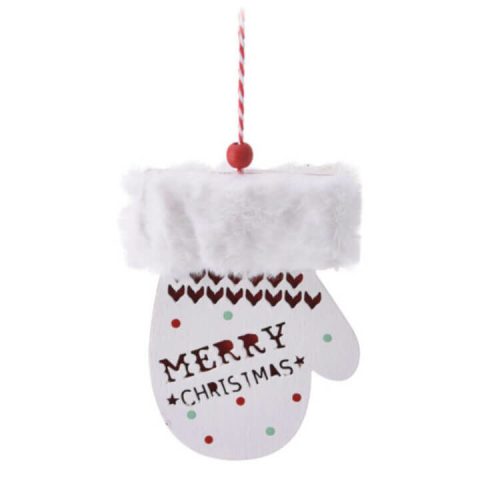 Karácsonyi dekorációs figura, fehér (kesztyű Merry Christmas felirattal)  -  vásároljon online minőségi fajátékokat