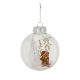 Karácsonyfadísz (átlátszó gömbben fehér karácsonyfa macival, száraz kóróval)  -  vásároljon online minőségi fajátékokat