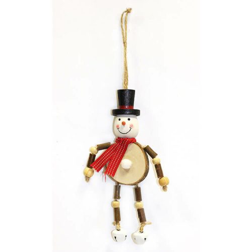 Karácsonyi dekoráció (rönk hóember fehér csengő cipőben)  -  vásároljon online minőségi fajátékokat