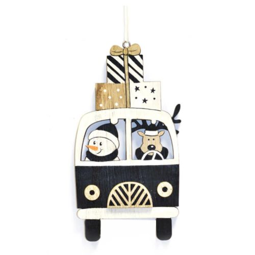 Karácsonyi dekoráció (fekete kisbusz ajándékokkal)  -  vásároljon online minőségi fajátékokat
