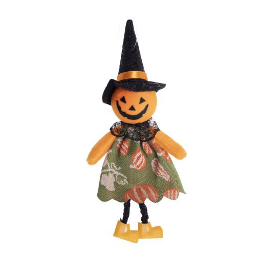 Halloween dekorációs figura (narancssárga tök, zöld szoknyában)  -  vásároljon online minőségi fajátékokat