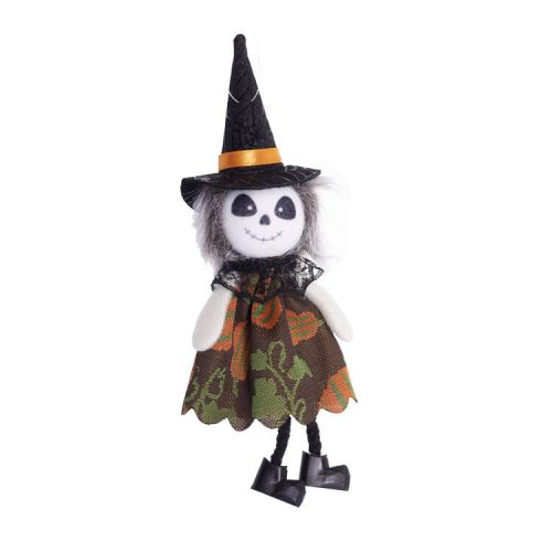 Halloween dekorációs figura (csontváz, barna ruhában)