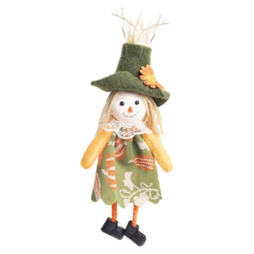 Halloween dekorációs figura (madárijesztő zöld, virágos kalapban)  -  vásároljon online minőségi fajátékokat