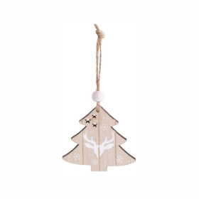 Karácsonyi asztaldísz fából (natúr-fehér fenyőfa)