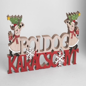 Karácsonyi asztaldísz fából (natúr-fehér fenyőfa)