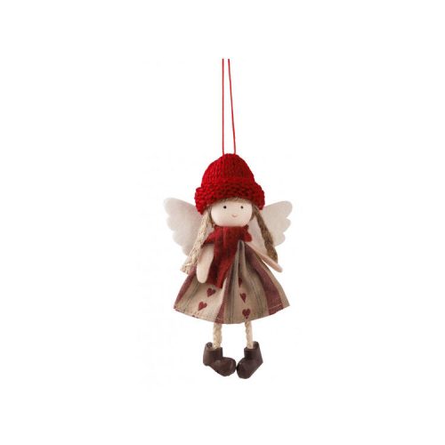 Karácsonyi dekoráció (angyal, szarvas mintás ruhában)
