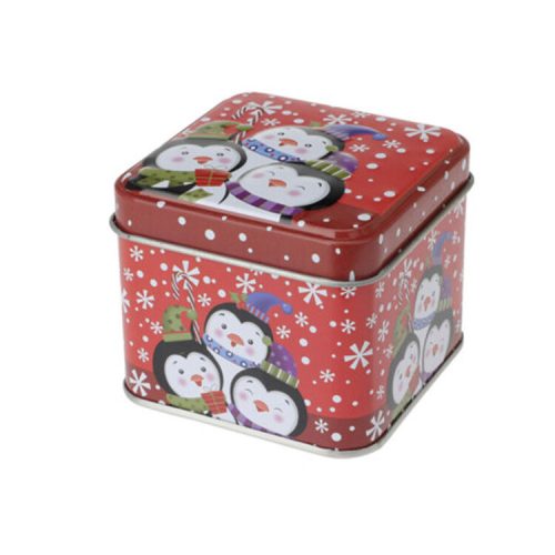 Karácsonyi fém díszdoboz, mini (négyzet alapú, 3 pingvin)  -  vásároljon online minőségi fajátékokat