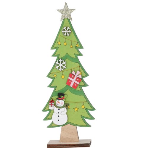Karácsonyi asztaldísz (zöld karácsonyfa hóemberrel)  -  vásároljon online minőségi fajátékokat