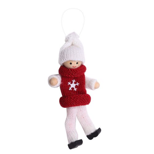 Karácsonyi dekoráció (fiú, fehér-piros kötött ruhában)