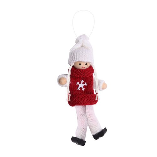 Karácsonyi dekoráció (lány, fehér-piros kötött ruhában)