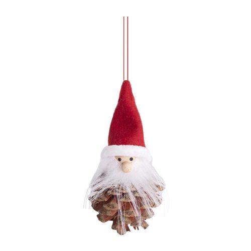 Karácsonyi dekoráció (fiú, toboz orrszakáll, piros sapkában)