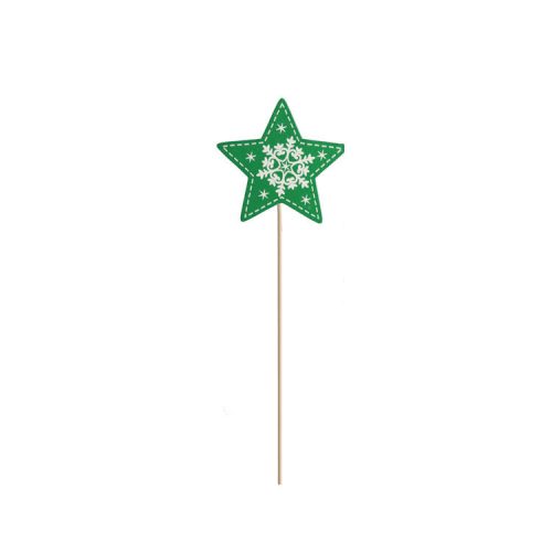 Karácsonyi dekoráció (zöld csillag pálcikán)