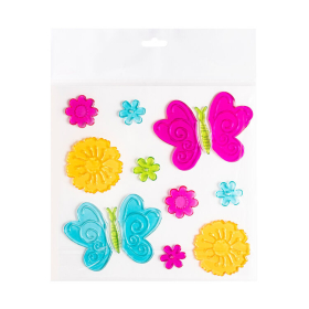 Zselés ablakdísz (2 lepke, virág)  -  vásároljon online minőségi fajátékokat