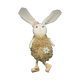 Húsvéti dekorációs figura (barna ruhás nyuszi, rózsaszín masnival és fehér virággal)  -  vásároljon online minőségi fajátékokat