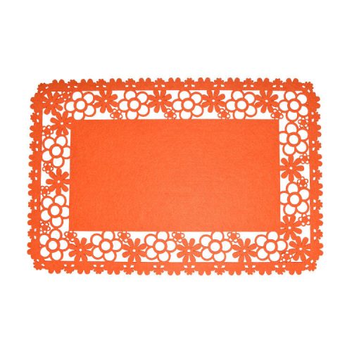 Filc alátét (téglalap alakú, narancssárga, kis virágos mintával)
