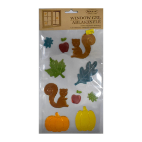 Zselés ablakdísz (két mókus és levelek)  -  vásároljon online minőségi fajátékokat