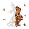 Fa puzzle, színes A5 méretű (nyúl)
