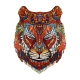 Fa puzzle, színes A5 méretű (tigris)