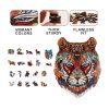 Fa puzzle, színes A5 méretű (tigris)