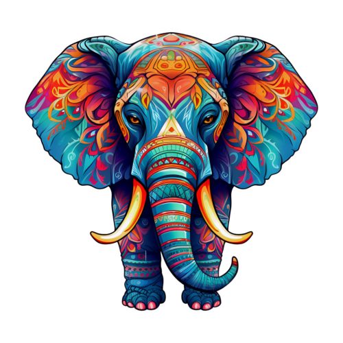 Fa puzzle, színes A4 méretű (elefánt)