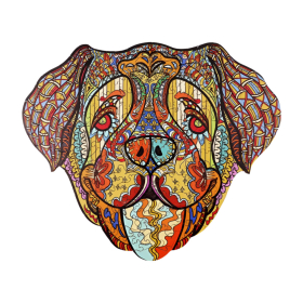 Fa puzzle, színes A4 méretű (kutya)