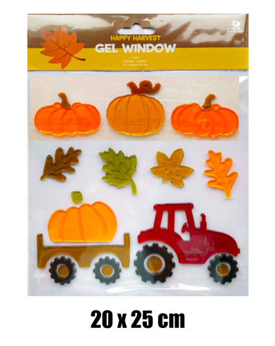 Zselés ablakdísz (piros traktor sütőtökkel)