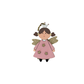   Dekorációs figura (rózsaszín angyal 3 csillaggal a ruháján)