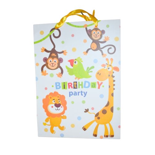 Ajándéktasak - nagy (birthday party, majmok, oroszlán, zsiráf)