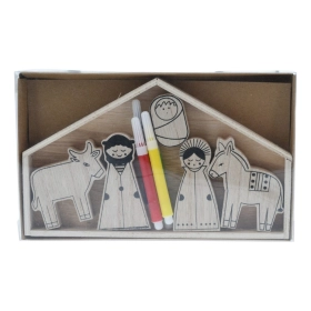 Színezhető jászol - 4 db filccel - ökrös (Betlehem)