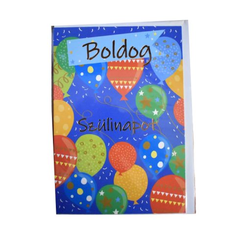 Üdvözlőkártya -  kék alapon, boldog szülinapot felirattal (Képeslap)