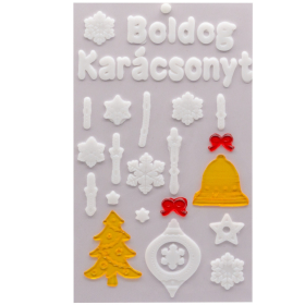 Zselés ablakdísz (Boldog Karácsonyt fehér felírat)
