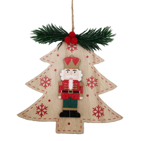 Karácsonyi ajtódísz - fenyő (fenyőág, diótörő)