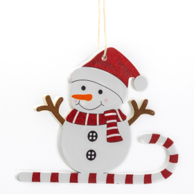 Karácsonyfadísz (Hóember csíkos nyalókán)