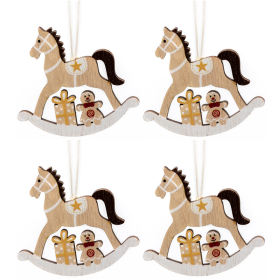 Karácsonyfadísz 4 db-os (natúr-fehér hintaló)