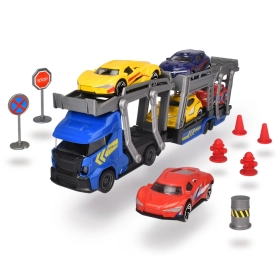   Dickie Toys Autószállító kamion közlekedési táblákkal (kék)