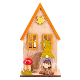   Őszi dekoráció - Asztaldísz LED világítással (ház, orrtörp, gomba)