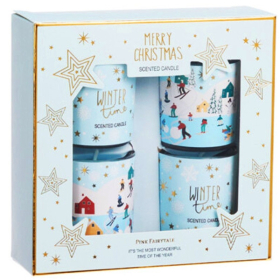 Illatos téli gyertya, 4 db-os (kék)