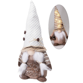   Dekorációs figura LED-es - Orrtörp babzsák (fehér sapkás)