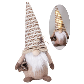   Dekorációs figura LED-es - Orrtörp babzsák (barna sapkás)