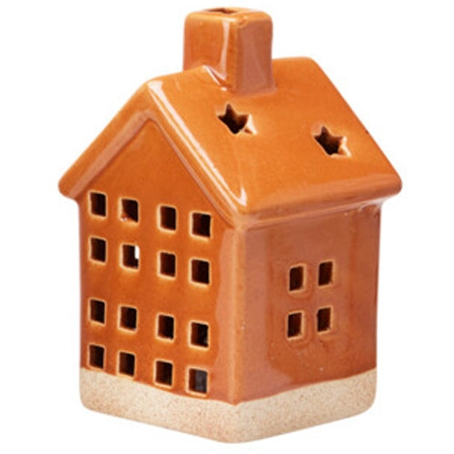 Karácsonyi LED-es  kerámia házikó (barna)