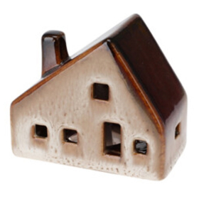   Karácsonyi LED-es  kerámia házikó (sötétbarna tetővel)