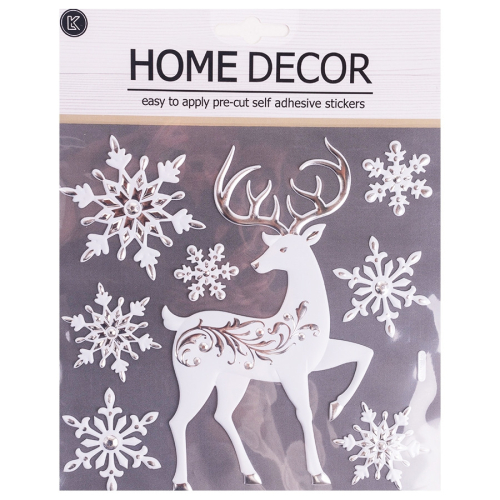 Ablak matrica dombornyomott - Szarvas (ezüst-fehér)