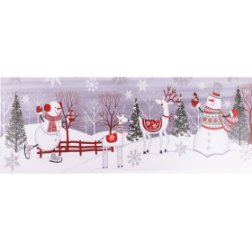   Ablak matrica dombornyomott - Hóember-Szarvas (piros-ezüst)