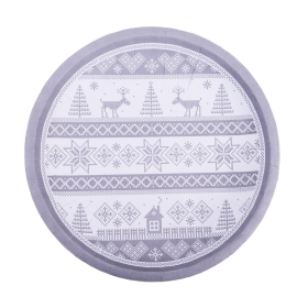   Karácsonyi tálca - norvégmintás fenyő-szarvas (ezüst-fehér)