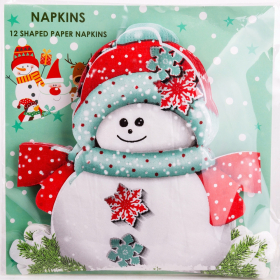Karácsonyi forma szalvéta (12 db) - Hóember 