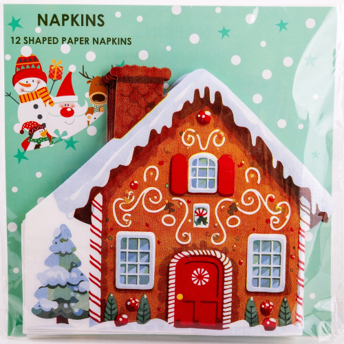 Karácsonyi forma szalvéta (12 db) - Mézeskalács házikó