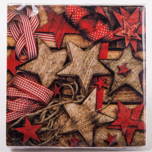 Karácsonyi szalvéta (20 db) - Csillagok szallaggal